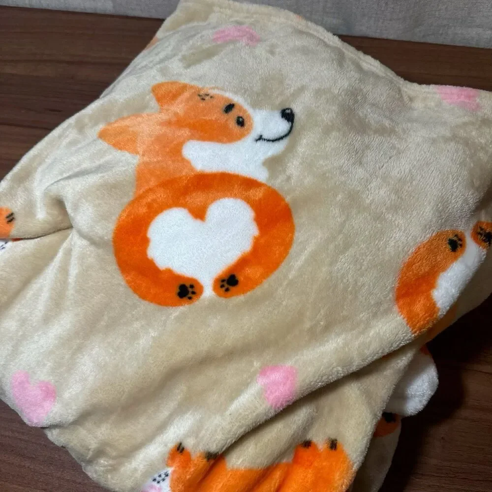 Pickle & Dot Oversized Plush Corgi Throw Blanket (60x70”)